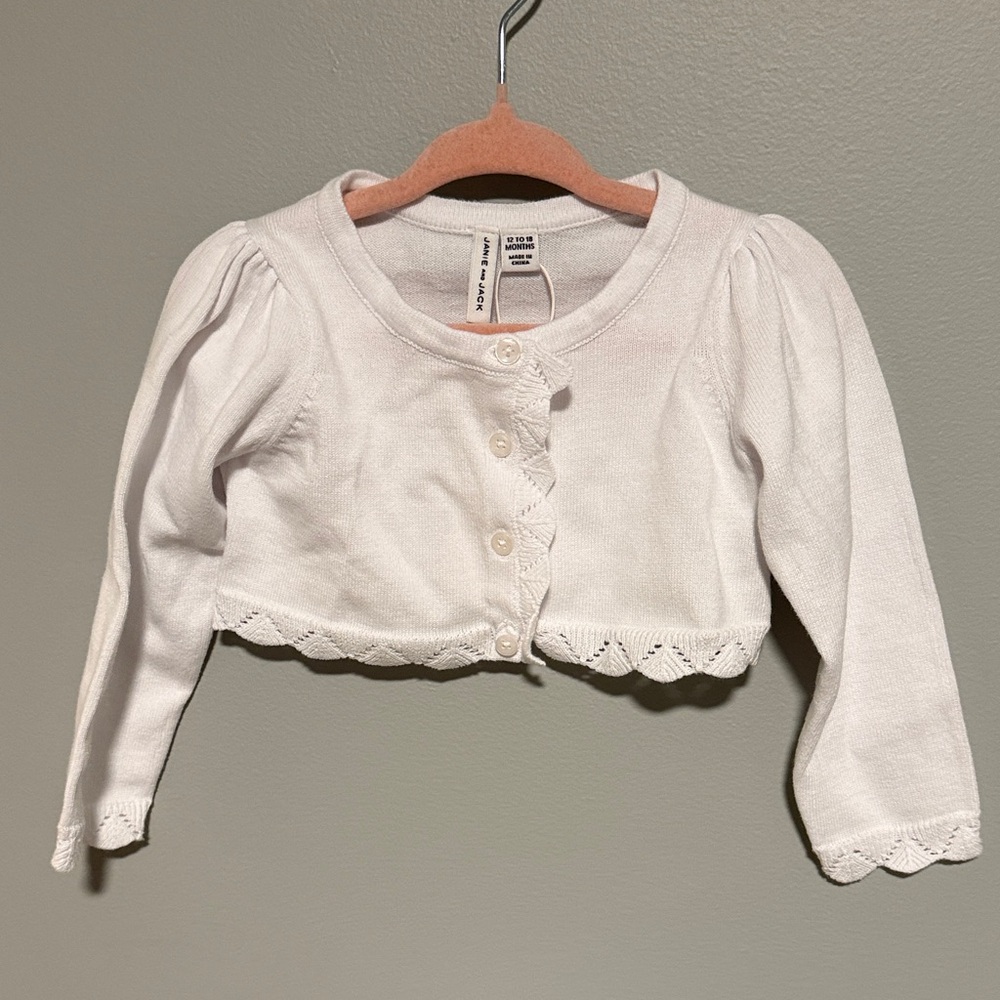 Janie and Jack White Button Down Kids Cardigan